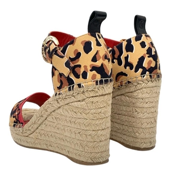 Louis Vuitton Sandals Brown Multicolor Canvas Leopard Print Wedge Sole Size 36 - Picture 4 of 13